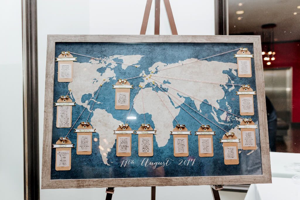 travel theme wedding seating chart